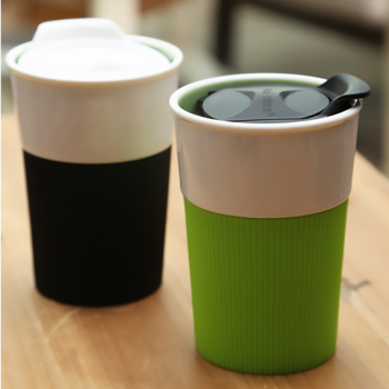 Silicon Case Ceramic Tumbler Travel Mugs