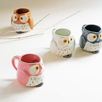 Hand Painting Owl Design Ceramic Mugs