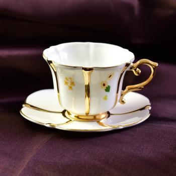 European Top Grade Silver Bone China Porcelain Coffee Cup Saucer Sets Home Afternoon Tea Cups,200Ml