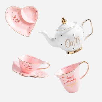 Heart Shape Porcelain Tea Cup and Saucer Coffee Cup Set, Valentine's Day Gift Set