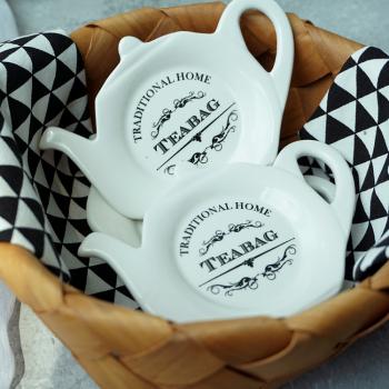 White Ceramic Tea Bag Coasters, Teabag Tidy, Porcelain Teabag Holder