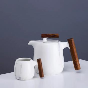 Modern Coffee&Tea Set with Nature Wooden Handle