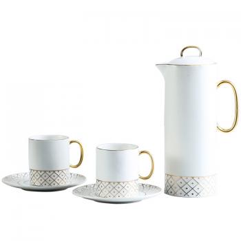 Gold Plating Ceramic Coffee Tea Gift Sets, Cups& Saucer with Teapot