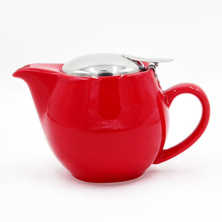 Ceramic Teapot with Stainless Steel Infuser and Lid