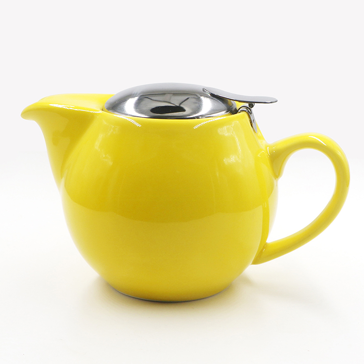Ceramic Teapot with Stainless Steel Infuser and Lid